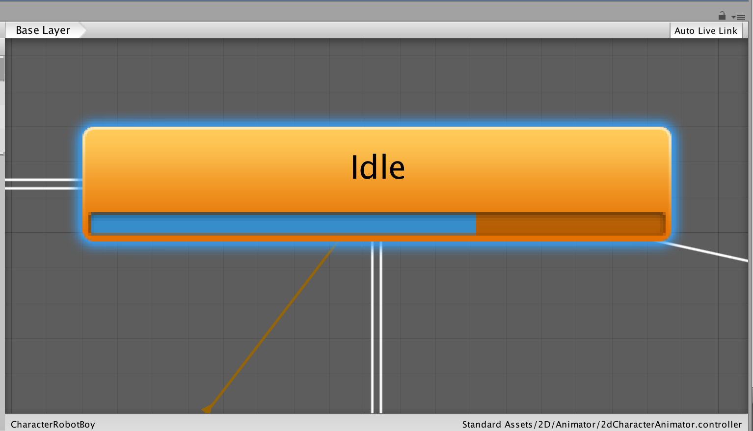 The Animator pans to the active state