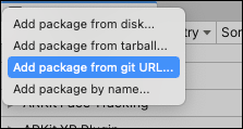 Add package from git URL button