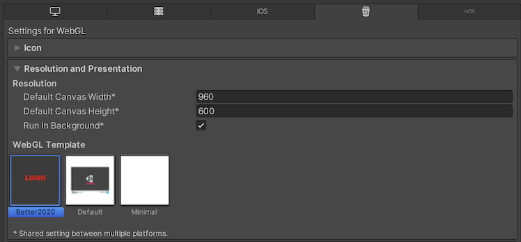 Image of Resolution and Presentation window with custom template