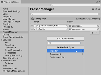 Select a Preset type