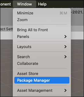 Access the Package Manager window from the Window menu