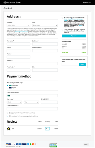You can access the Checkout page from your shopping cart