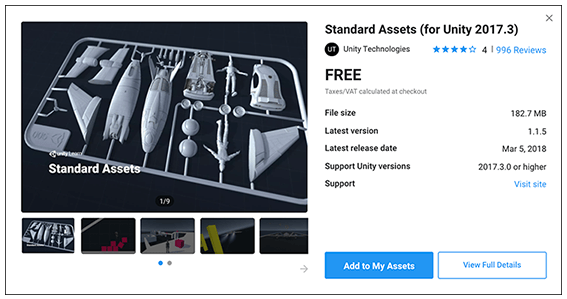 Click the Add to My Assets button to download an Asset Store package for free