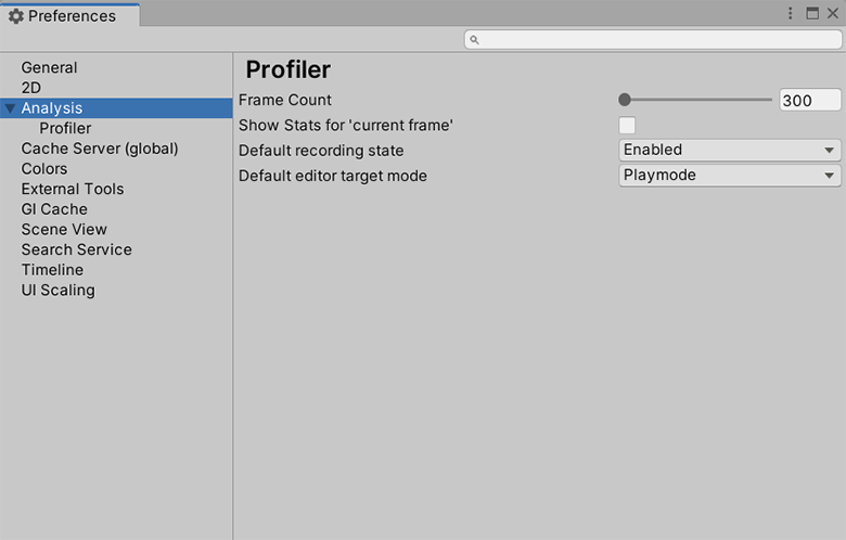 Analysis scope on the Preferences window