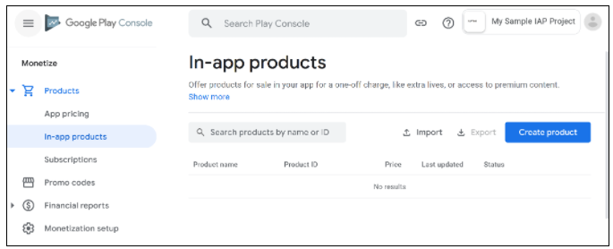 In-app products