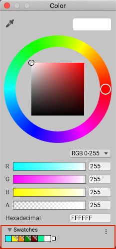 Swatches section in the Unity Color Picker