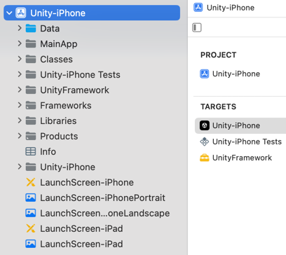 Unity iOS Xcode project structure