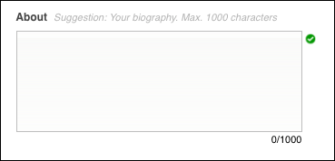The About section lets you add biographical and historical information