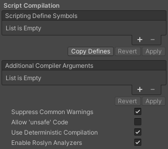 Script compilation settings for the iOS platform