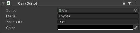 Default inspector for the Car object