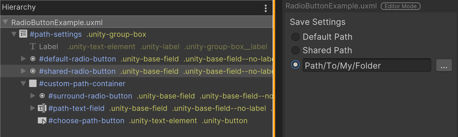 A group box with two radio buttons, an input text field, and a button.