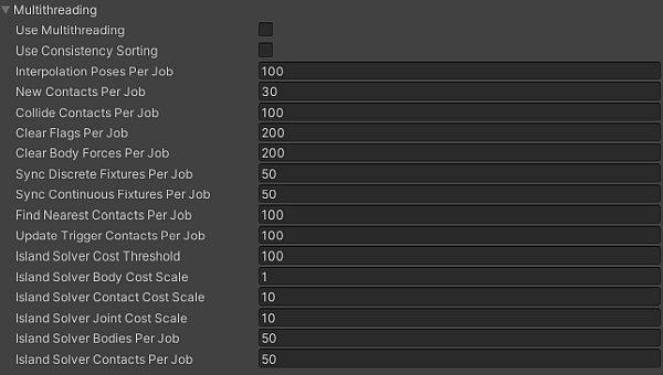 Multithreading settings expanded.