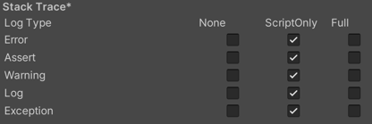 Stack Trace settings