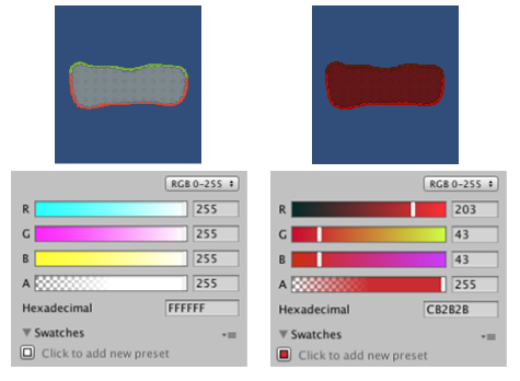 Left: The original Sprite. Right: The Sprite with its RGB colors set to red.