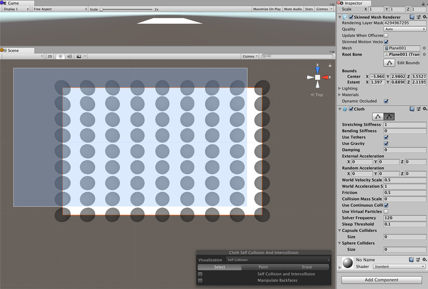 Selecting cloth particles using click and drag