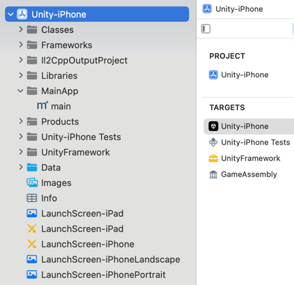 Unity Manual: Structure of a Unity Xcode Project