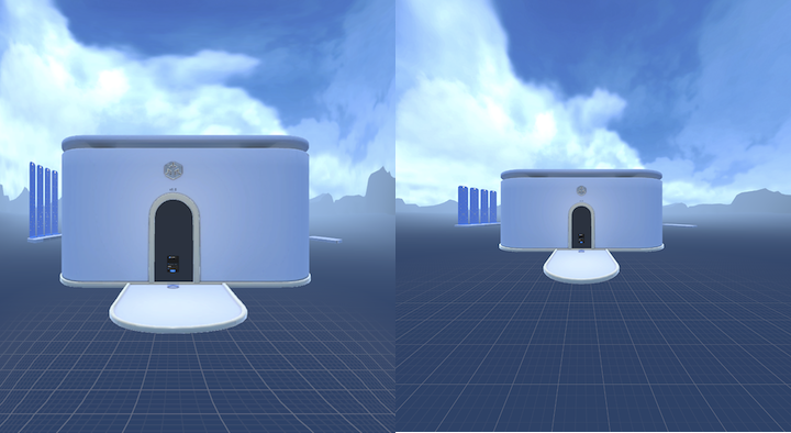 Uncorrected non-uniform rasterization (left) compared to linear rasterization (right)