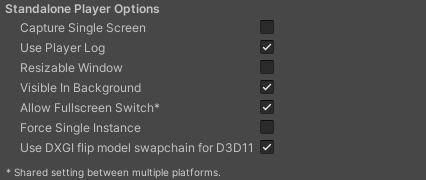 Player Options for the Desktop platforms