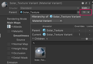 A Material Variant with a parent Material and child Material Variant