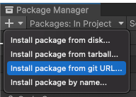 Install package from git URL button