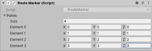 A script with a Vector3 array property