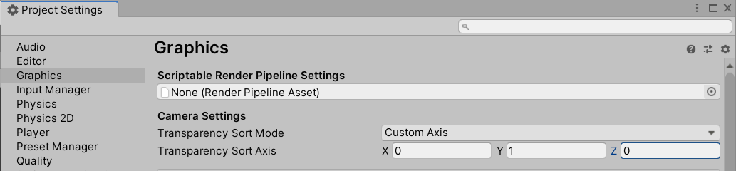 Transparency Sort Axis Settings