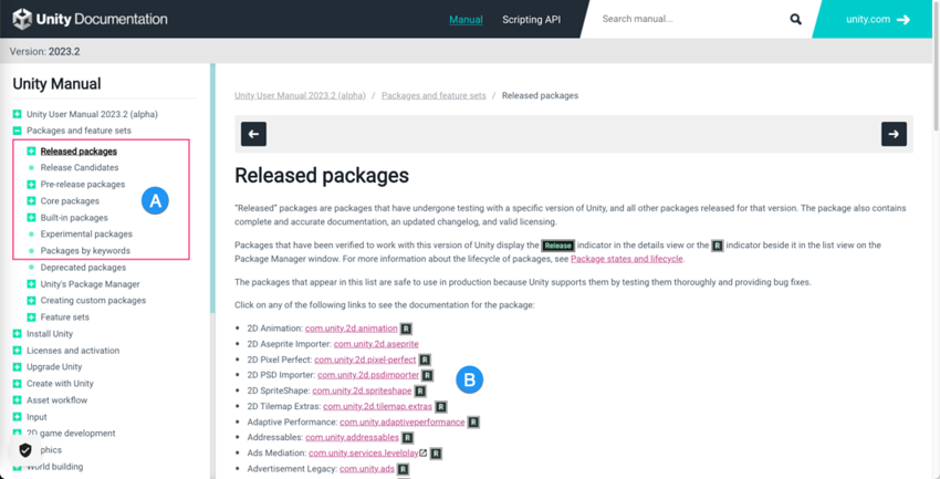 Unity - Manual: Finding package documentation