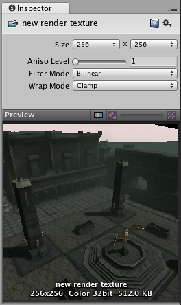 The Render Texture Inspector is almost identical to the Texture Inspector