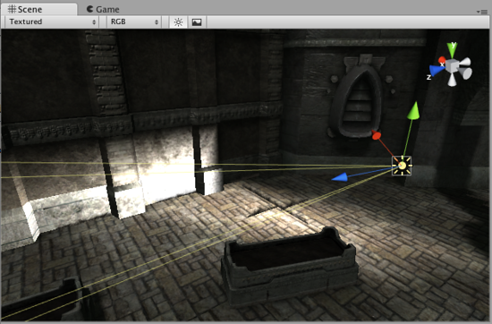 Spot light in Vertex lighting mode.