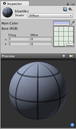 A Diffuse Shader Material has only two properties - a color and a texture.