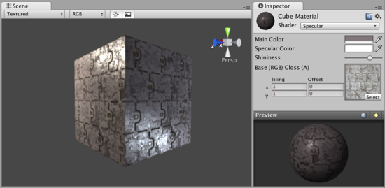 Properties of a Specular shader