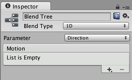 A Blend Node shown in the inspector before any motions have been added.
