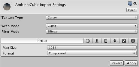 Cursor settings for the Texture Importer