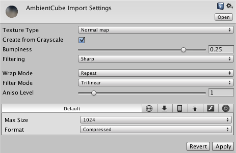 Normal Map Settings in the Texture Importer