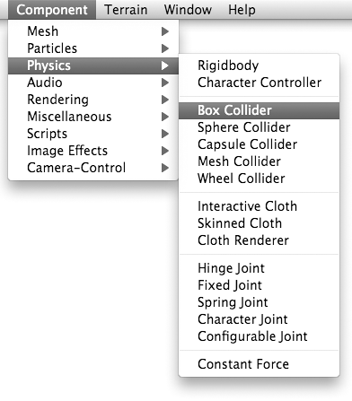 Add Components from the Component menu