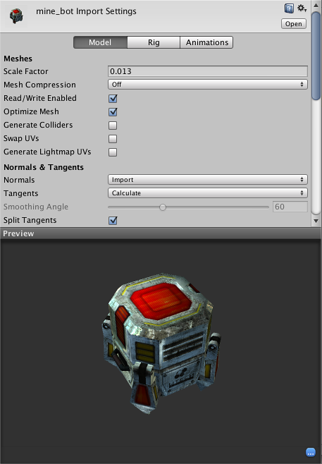 A Mesh Filter together with Mesh Renderer makes the model appear on screen.