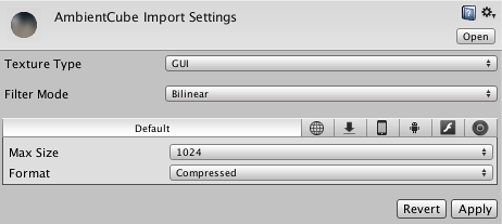 GUI Settings for the Texture Importer