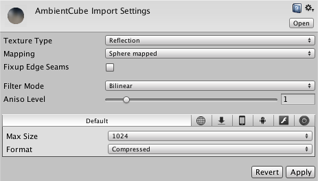 Reflection Settings in the Texture Importer