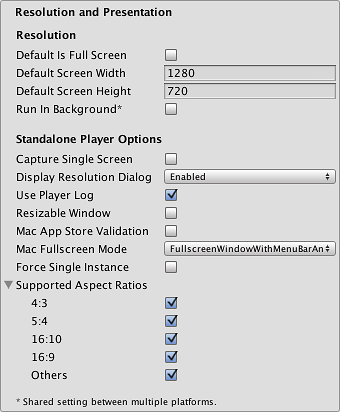 Standalone Player settings - Unity Manual