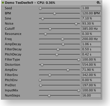 Simple bassline and drum synthesizers to demonstrate tempo-synchronized effects.