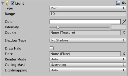 Light component showing various value and reference properties