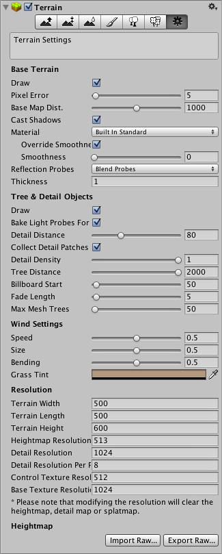 Unity - Manual: Terrain Settings