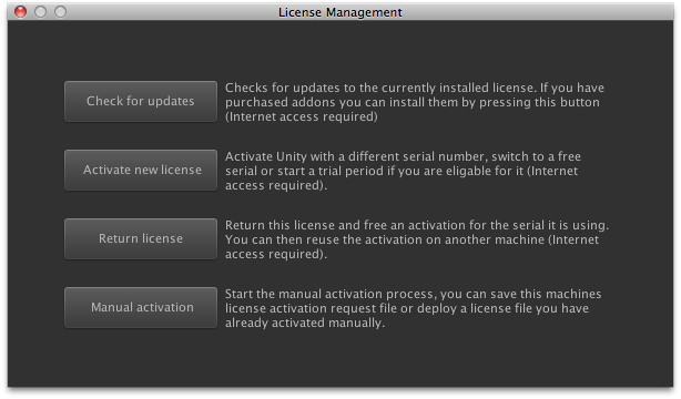 License Management Window