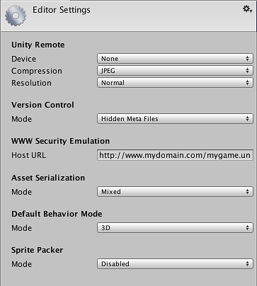 unity 3d settings