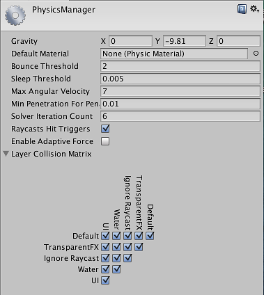 Unity Manual Physics Manager