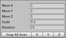 Scene View Unit Snapping settings.