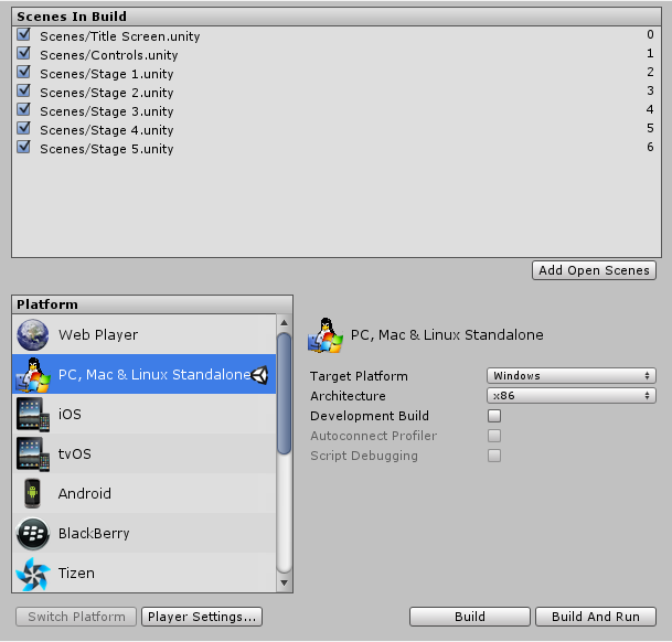 Unity - Manual: Build Settings