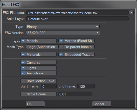 exporting fbx from unity