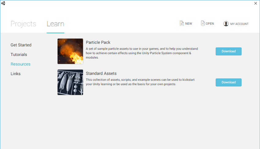 The Resources section of the Learn tab