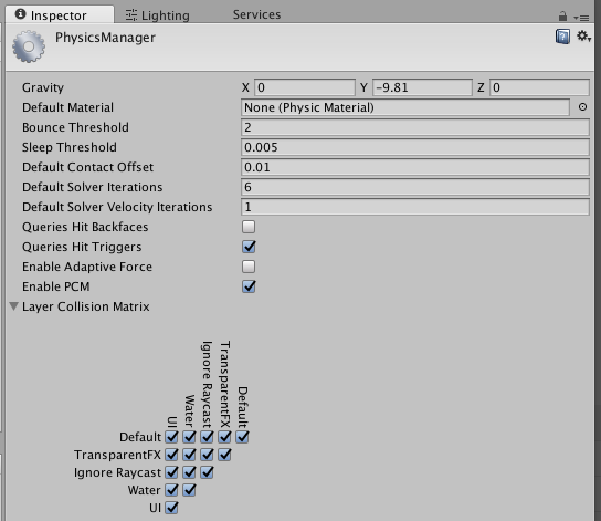 Unity Manual Physics Manager